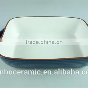 Colorful Cute Ceramic Bakingdish Rectangular Baking Dishes Stoneware Bakeware With Handles thumbnail-5