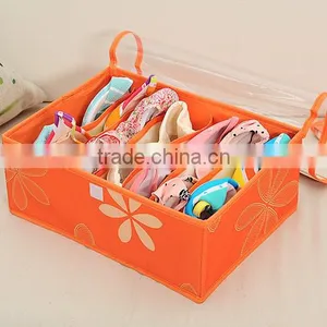 Fashion 7Lattices Oxford Fabric Socks Bra Covered Fabric Storage Box thumbnail-5