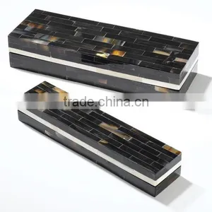 High Quality Best Selling Lacquered Buffalo Horn Inlay Rectangle Jewelry Box From Vietnam thumbnail-1