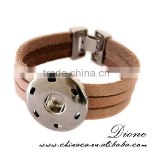 Hottest Design Wholesale Shiny Fashion Leather Snap Charm Button Bracelet thumbnail-3