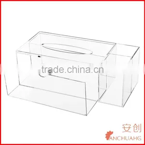 Deluxe Clear Acrylic Counter Top Multi Compartment Storage Organizer Box Tray / Tissue Dispenser Box thumbnail-3