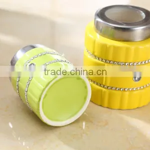 Kitchenware Useful Ceramic Canister Set With Stainless Metal Stand thumbnail-5