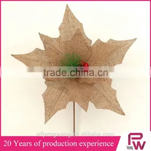 Bulk Buy Linen Poinsettia Flower Christmas Decorations thumbnail-1