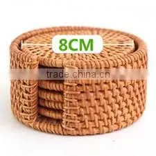 Handmade Rattan Cup Holder / Set of 6 Rattan Coasters Made in Vietnam thumbnail-6