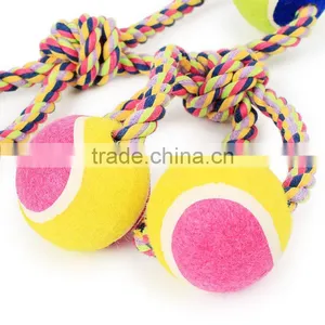 Pet Color Strands of Cotton Rope With Double Ball Eight Large Dog Figure 8 With Double Tennis Wholesale thumbnail-1