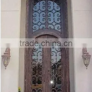 Bisini Eyebrow Top Luxury Design Galvanize Wrought Iron Door (BG90060) thumbnail-1