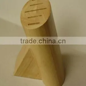 Front Oval Shapped 5- Slots Rubber Wood Knife Block, Stand, Holder thumbnail-2