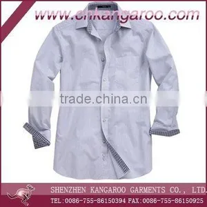 2015 New Arrival Gingham Contrast Collar French Cuff OEM Service Men Long Sleeves Shirts thumbnail-1