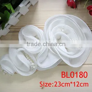 Hot Sale White Pearl Chiffon Applique Cloth Applique for Girl thumbnail-1
