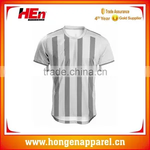 Hongen Apparel OEM Brand Sublimation Striped Short Sleeves Soccer Jerseys thumbnail-1