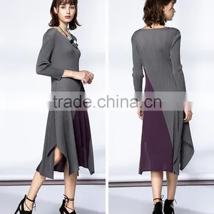 High Elastic Pleat Asymmetrucal Spring Women Dress thumbnail-6