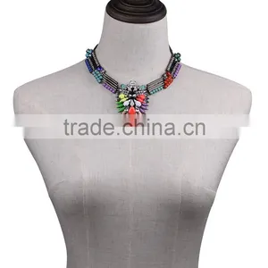 Fashion Multicolors Rhinestone Alloy Necklace for Girls thumbnail-1