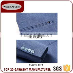 Wholesale Latest Design Royal Mens Fashion 2 Button Blue Suit Jacket Blazer With Sleeve Cuff thumbnail-6