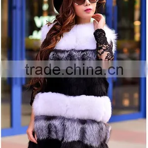 High Quality Hot Sales Type Whole Fox Fur Skin Long Multi Color Vest Winter Coat Warms thumbnail-4