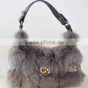 2016 New Shoulder Fashion Fur Bag / Winter Women Real Silver Fox Fur Bag thumbnail-2