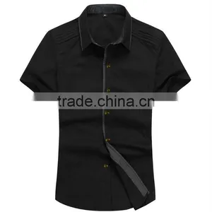 Latest 100% Cotton Short Sleeve Contrast Color Slim Fit Casual Shirt for Men thumbnail-2