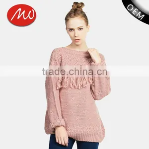 2017 Trendy Wholesale Woman Free Knitted Loose Sweater Patterns With Custom Made thumbnail-1