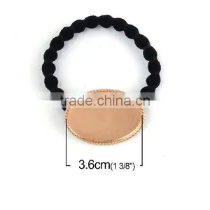 Zinc Based Alloy DIY Resin Mold For Jewelry Making Hair Ties Oval Gold Plated & Black thumbnail-2