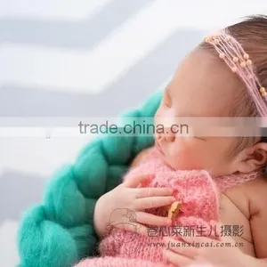 Newborn Mohair Romper Outfit Knit Lace Headband and Romper Set Beautiful Baby Girl Photo Props thumbnail-4