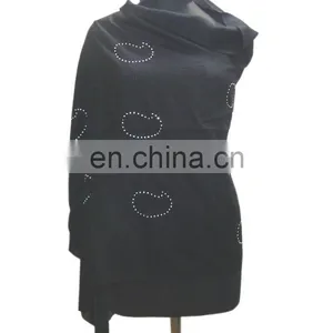 Silk Pashmina Wool Shawls With Crystal in Latest Design. thumbnail-5