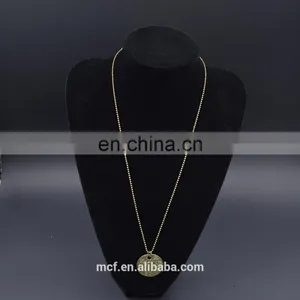 Crystal Diamond Fashion Pendant Chunky Gold Coin Necklace MCB-0044 thumbnail-3