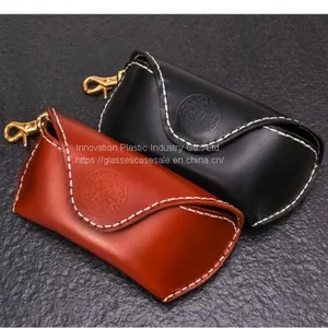 100% Purity Leather, Vintage Sunglasses Case; Crush-resistant, Personalized Eyewear Case thumbnail-3
