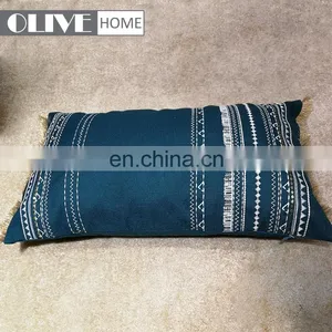 Spring Fashion Design With Gold Thread Tassel Lazies Embroidery Sofa Waist Cushions For Sale thumbnail-4