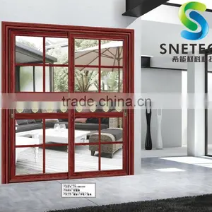 Light Red Frames Tempered Glass for Partition Sliding Doors thumbnail-1