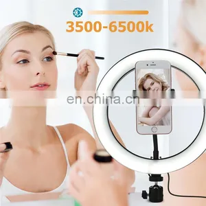 Portable Dimmable Lighting Changeable Beauty Makeup Selfie Video Cell Phone LED 14 Inch Ring Light 2M Tripod Stand thumbnail-4