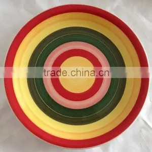 Rainbow Color Band Stoneware Handpainted Dinner Plate thumbnail-1