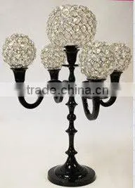 Crystal Balls 5 Lite Black Wedding Candelabra thumbnail-1