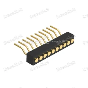 Dnenlink 1.27mm Pitch Single Row H2.0mm Plane Contact Right Angle Female Header SMT Type PogoPin Header thumbnail-2