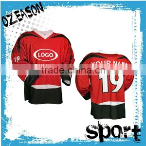100% Polyester Cheap Red Ice Hockey Jersey thumbnail-2
