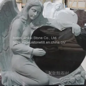 Angel Heart Kneeling Granite Tombstone European Style Made by Nature Stone thumbnail-2