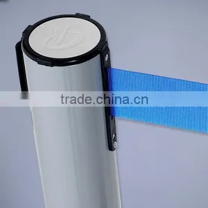 White Blet Barrier-Retractable QueueWay-Post-QueueMaster-LineKing-Satin-Stainless-Steel-Belt-Barrier-Stanchion thumbnail-3