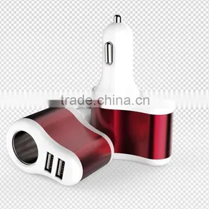 Multi Car Adapter New Design 12V Car Cigar Lighter Adapter With Two USB Output With English Retail Box thumbnail-1