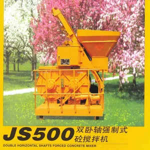 JS500 DOUBLE HORIZONTAL SHAFTS FORCED CONCRETE MIXER thumbnail-1