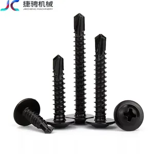 Carbon Steel Black Large Flat Head Washer Drill Tail Dovetail Self-tapping Screws thumbnail-3