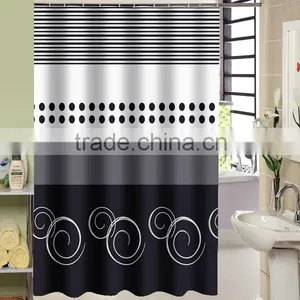 100% Polyester Black Stars Printed Shower Curtain for Hotel, Family, Waterproof Bath Curtain thumbnail-5