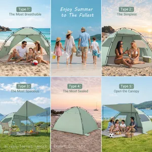 Beach Tent Sun Shelter With Canopy, 4-5 Person Pop Up Beach Tent, Easy Setup UPF 50+ UV Protection Double Silver Coating Beach Sun Shade Shelter thumbnail-4
