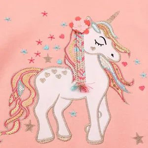 Girls' 100% Cotton Unicorn Embroidered Crewneck Sweatshirt thumbnail-3