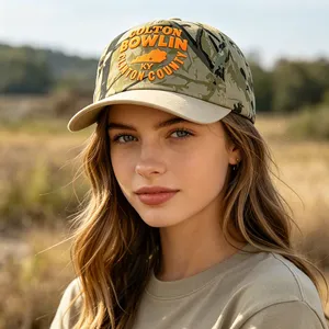 Camouflage Baseball Cap Fabric Contrast Brim Puff Print Letters Breathable Field Outdoor Headwear thumbnail-2