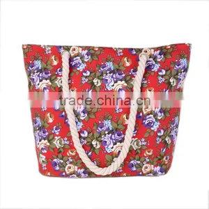 Flowers Printing Handbags Shoulder Bag Canvas Appliques Portable Bags Handbag Brands thumbnail-2