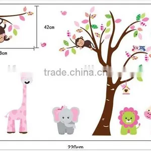 ALFOREVER Hot Sale the Owl Tree With Other Animals Wall Decals,kids Owl Decals thumbnail-4