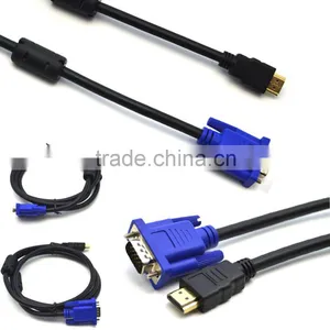 Full HD 1080 15 Pin VGA Male M/M Connector Adapter Gold Plated Converter Braided Cable for HDTV PC Laptop thumbnail-1
