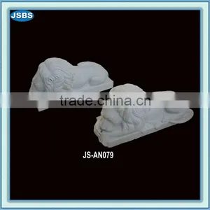 White Marble Sleeping Lion Statue thumbnail-1