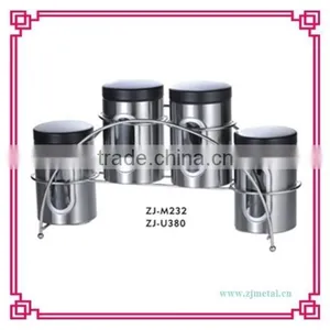Stainless Steel 4pcs Canister With Rack thumbnail-1
