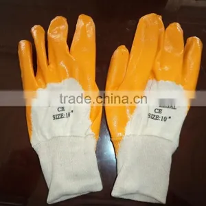 Nitrile Half Coated Cotton Interlock Glove,knit Wrist Glove,ribbing Cuff thumbnail-1