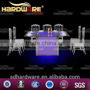 Square New Model Led Light Table Dining Room Dining Table With Led Light thumbnail-5