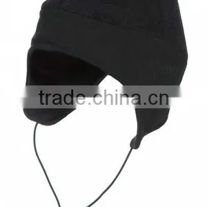 Cycling Earflap Black Hat With Cinch-cord at the Bottom thumbnail-1
